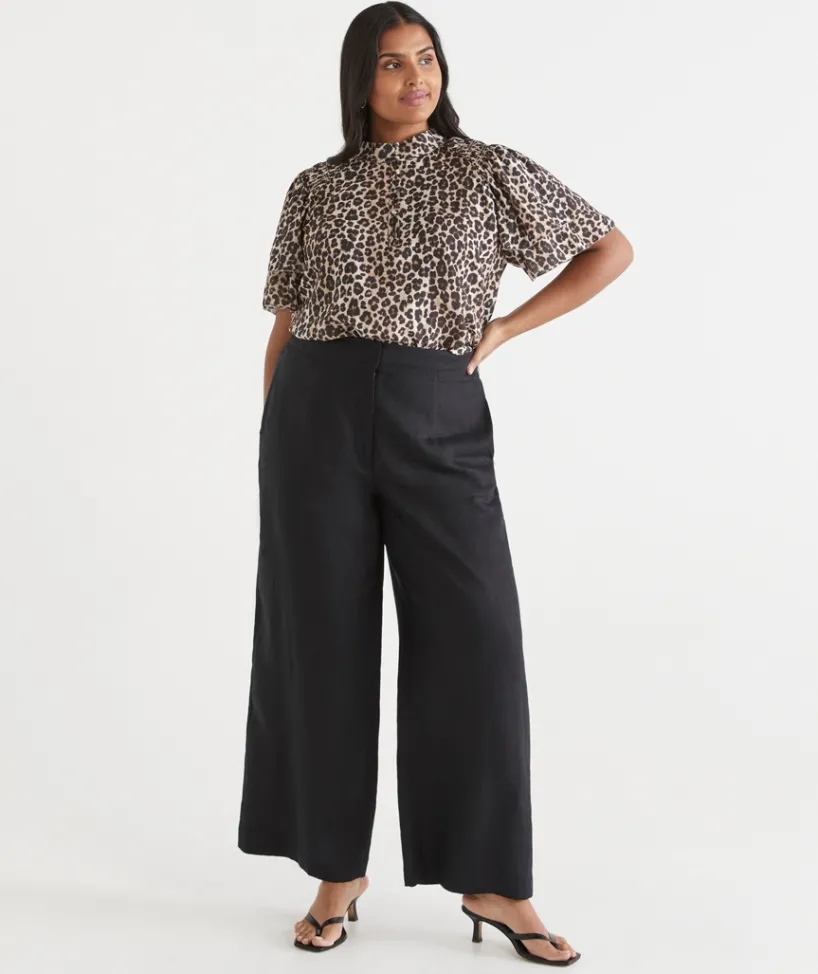 Sussan Matching Sets|Pants>Wide Leg Tailored Linen Pant