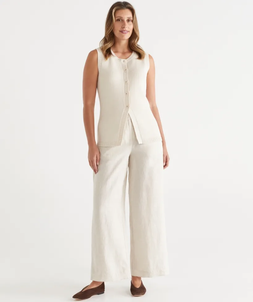 Sussan Matching Sets|Pants>Wide Leg Tailored Linen Pant