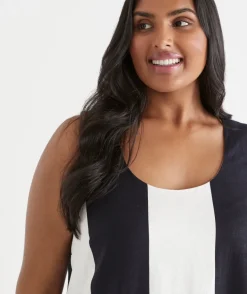 Sussan Dresses>Wide Stripe Column Midi Dress MIDNIGHT