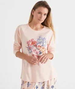 Sussan Women's Pyjama Tops>Winter Bloom Floral Long Sleeve Pyjama Top - Pink BALLET PINK