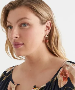 Sussan Jewellery>Wooden Drop Gold Earring NATURAL