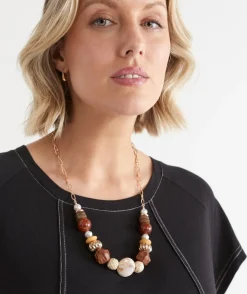 Sussan Jewellery>Wooden Pearl Necklace NATURAL