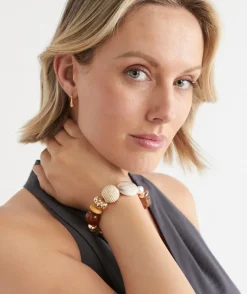 Sussan Jewellery>Wooden Pearl Stretch Bracelet NATURAL