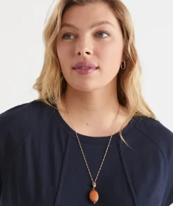 Sussan Jewellery>Wooden Pendant Gold Necklace NATURAL