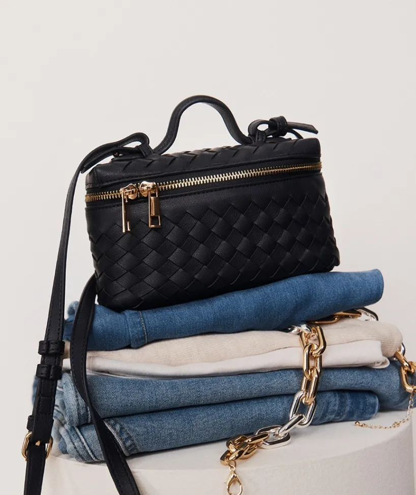 Sussan Bags>Woven Vanity Crossbody Bag - NAVY