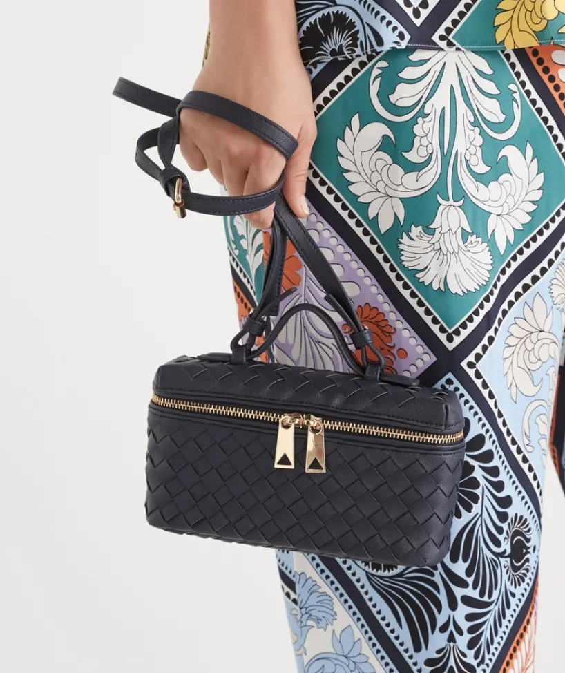 Sussan Bags>Woven Vanity Crossbody Bag - NAVY