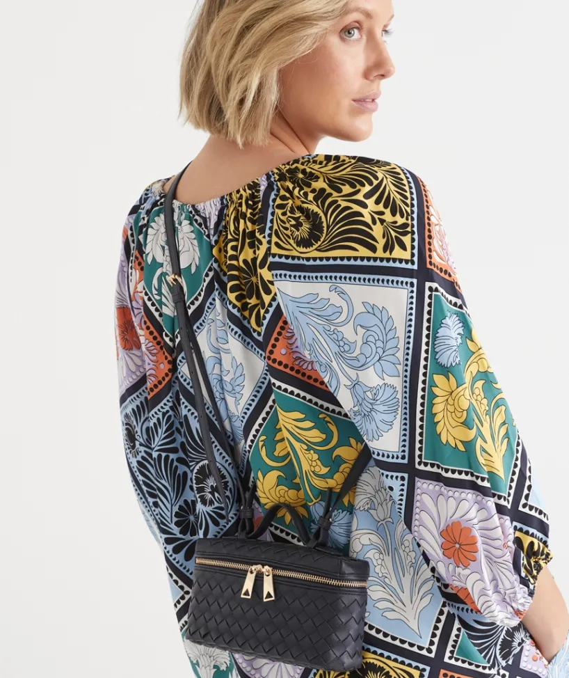 Sussan Bags>Woven Vanity Crossbody Bag - NAVY