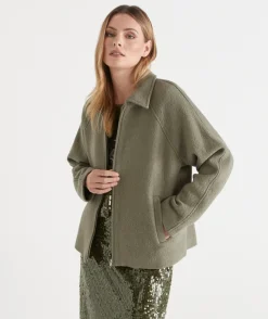 Sussan Jackets & Coats|Jackets>Zip Front Collared Jacket LIGHT KALE