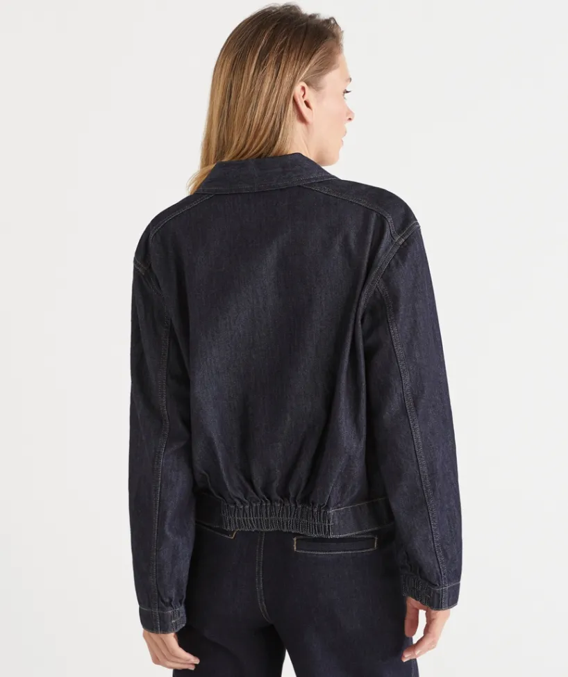 Sussan Denim|Jackets & Coats>Zip Through Denim Jacket RINSE WASH